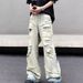 Men's Clothing Washed Old Design Dirty Ripped Jeans Loose Wide Leg Heavy High Street Handsome Pants_mkmklike.com