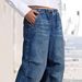 Women's Clothing Mid waist Wide leg Pleated Loose Jeans Women's Street Retro Straight Pants _mkmklike.com