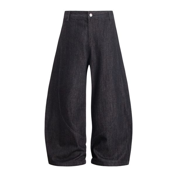 Men's Wide-Leg Long Pants Scythe Design, Hip-Hop Trendy Loose Jeans With Topstitching And Deconstructed Design_mkmklike.com