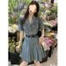 Suit Collar Denim Pleated Dress For Women In Summer, French Style Small Fragrance Style, Waist Cinching And Slimming_mkmklike.com