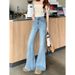 2026 Spring/Summer New Elatic Micro-flare Denim Pant For Women, Slim Fit, Stylih Deign, Wide-leg Bell-bottom_mkmklike.com