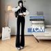 Women's Bell-bottom 2023 New Spring And Autumn High-waisted Slim-fit Long Pants For Petite Figures, Black Flared Denim_mkmklike.com