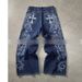 Men's Clothing Y2K Hip Hop Loose Wide Leg Jeans Low Rise Printed Washed American Style Street Fashion_mkmklike.com