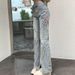 Niche Lace-Up Flared Jeans For Women, Autumn New Elastic Split Hot Girl Slim High-Waisted Slimming Long Pants_mkmklike.com