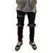 FOG Style Zippered Cuffs, Button Placket, Men's Oversized And Distressed Small Leg Jeans_mkmklike.com