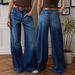 Women's Slimming Stretch Wide Leg Jeans Loose Fitting Straight Leg Denim for Casual Comfortable Wear_mkmklike.com