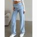 High Waist Women's Light Washed Jeans Loose Wide Leg Straight Pants Large Size Comfortable Fit Denim_mkmklike.com
