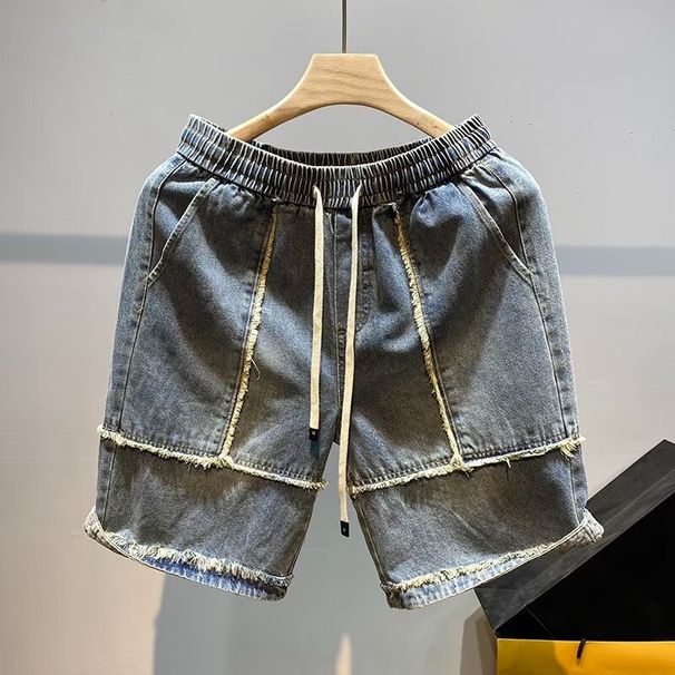 Men's Clothing Men's Summer Thin Denim Shorts Style Loose Straight Leg Cargo With Retro Patchwork Large Pockets Five Point Pants_mkmklike.com