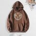 Men's Clothing sweatshirt moon bee print hooded back collar plus velvet sweatshirt_mkmklike.com