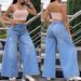 Women's High-Waisted Slimming Wide Leg Jeans Versatile Washed Denim For Summer_mkmklike.com