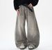 Washed Distressed Ink Splashed Scimitar Jeans Men's Trendy American Street Style Loose Casual Versatile Trousers_mkmklike.com
