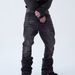 Men's Heavyweight Washed Black Gray Flared Jeans Cleanfit Style with Splatter Paint Frayed Edges mid Waist Straight Pants_mkmklike.com
