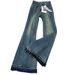 plus Size High-Waisted Slim Fit Flared Jeans for Women Frayed Hem Retro Straight Leg Trousers_mkmklike.com