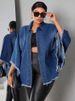 K Women's Denim Jacket With Fashionable Loose Collar And Bat Sleeve Jacket_mkmklike.com