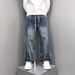 Men's Clothing Men's Retro High Street Style Elastic Waist Jeans Straight Leg Pants Casual Versatile Design Spring Autumn_mkmklike.com