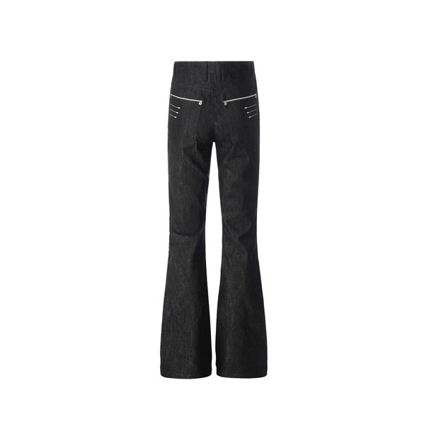Men's Flared Stacked Raw Denim Jeans Narrow Width Embroidered Specially Formulated Flattering Versatile Workwear_mkmklike.com