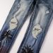 Men's Clothing American Fashion Brand Digital Printing Coconut Tree Pattern Spray Paint Hole Jeans Men's Elastic Slim Hole Jeans 6597_mkmklike.com