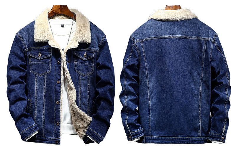 Men's Clothing New Men's Thickened Jacket Autumn And Winter Imitation Lamb Wool Winter Coat Foreign Trade Plus Velvet Denim Jacket Men_mkmklike.com