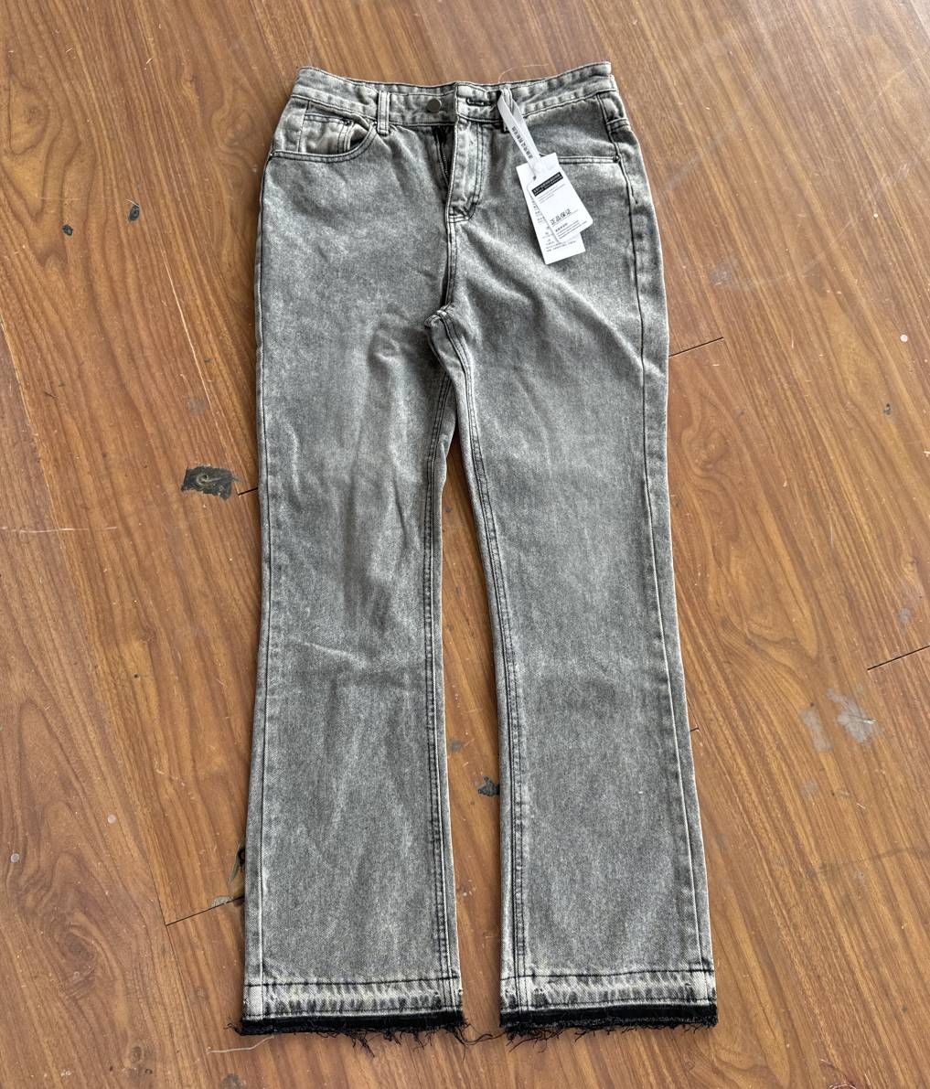 New Spring Autumn Fashion Men's Clothing Cleanfit Jeans - Smoky Gray Wash Vintage Tassel Detail Cowboy Pants_mkmklike.com