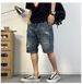 Denim Shorts For Men In Summer, Thin Cut, Ripped, Versatile, Slim Fit, Straight Leg, Trendy Korean Version, Five Point_mkmklike.com