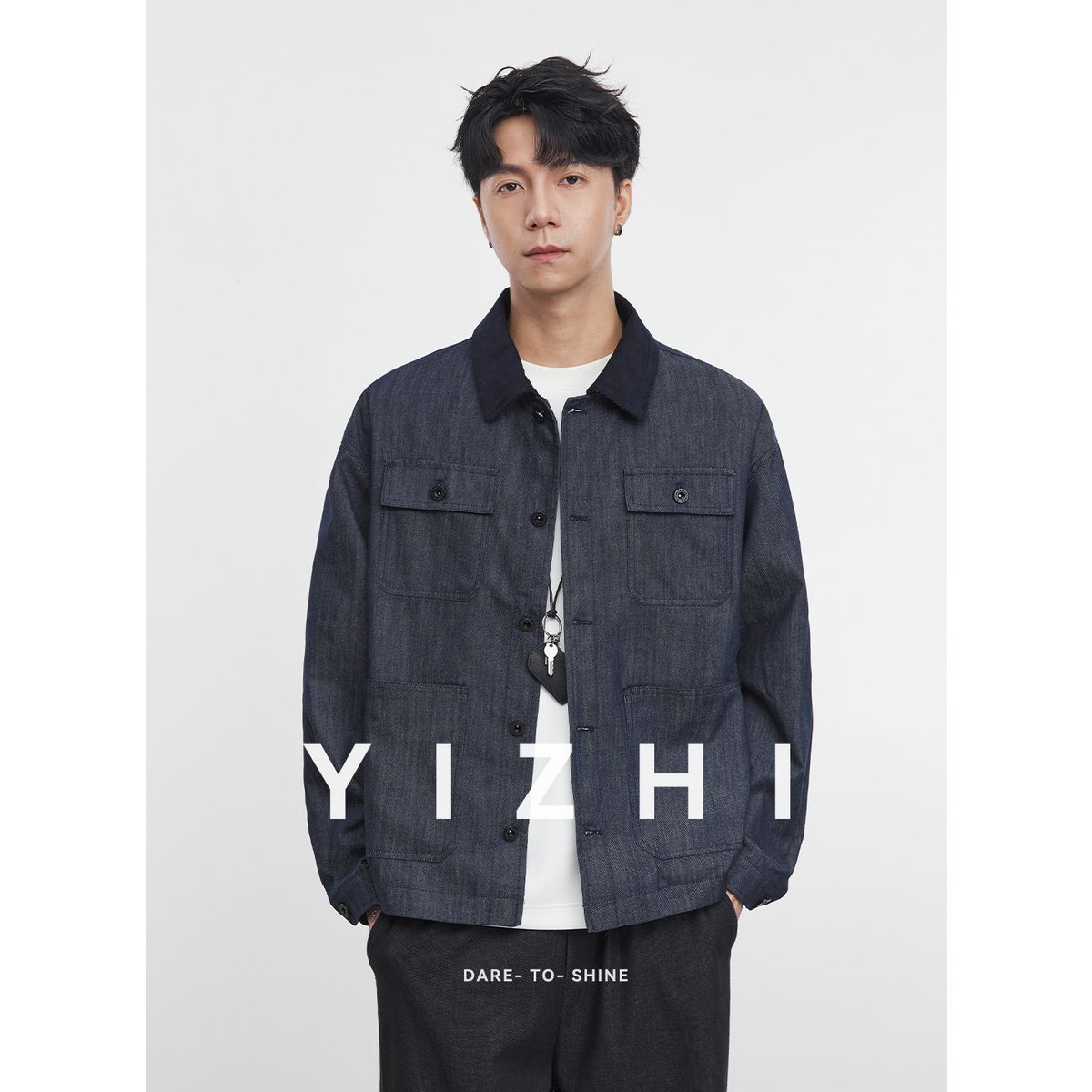 Northfold Yizhi Denim Blue Jeans Men's Spring And Autumn American Style Cleanfit Turn-down Collar Short Workwear Jacket_mkmklike.com