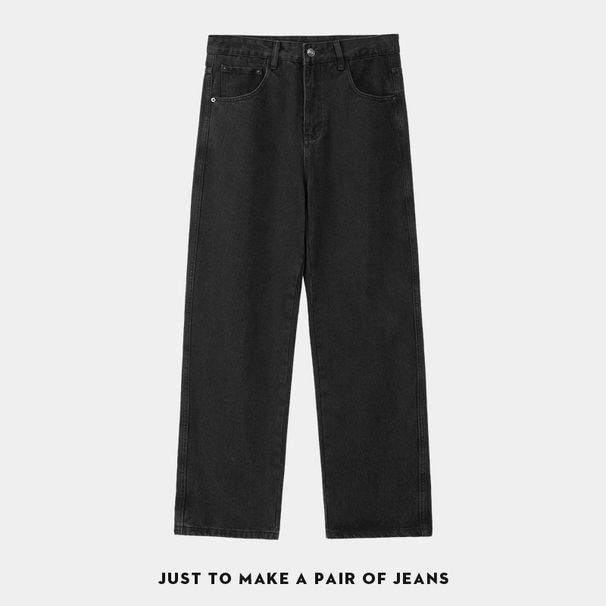 Men's Slim Straight-Leg Jeans - Classic Black Denim Pants With Washed Finish (Slim Fit, Sizes S-Xxxl)_mkmklike.com