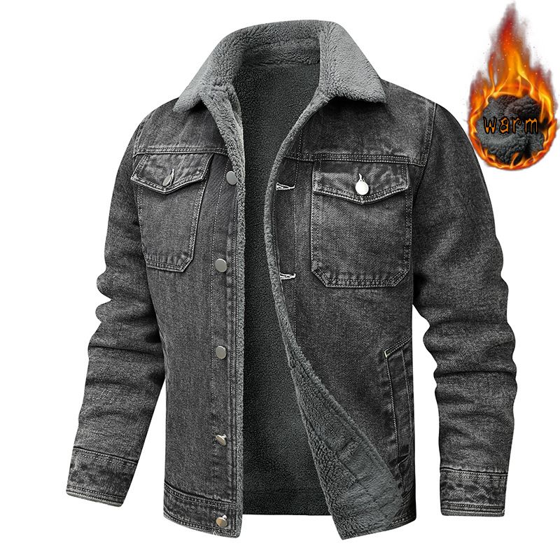 Denim Jacket Men's Spring And Autumn New Ruffian Handsome Tooling Casual Autumn And Winter Velvet Men's Trendy Jacket Casual Daily_mkmklike.com