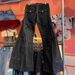 Y2K Dark Aesthetic Vintage High-Waisted Flared Jeans With Checkered Panel Details - Streetwear Baggy Denim Pants For Women & Men_mkmklike.com
