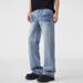 Men's Clothing Lightning Burst Crack Washed Jeans Cleanfit High Street Flowered Washed Trousers_mkmklike.com