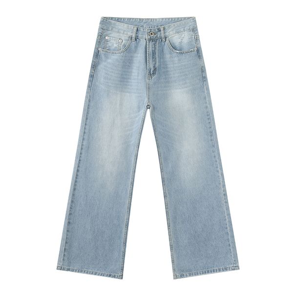 Men's Clothing Classic Washed Light Blue Jeans Basic Straight Leg Slimming Casual Versatile Clothing For Everyday Wear_mkmklike.com