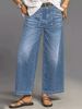 Women's Clothing Relaxed Wide-Leg Jeans - Vintage-Inspired Mid-Rise Stretchy Denim Pants In Classic Blue & Black_mkmklike.com