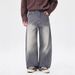 Vintage Scythe-Cut Baggy Jeans For Men & Women – High Street Fashion Washed Denim Pants, Oversized Fit, 100% Cotton, No Stretch, Grey_mkmklike.com