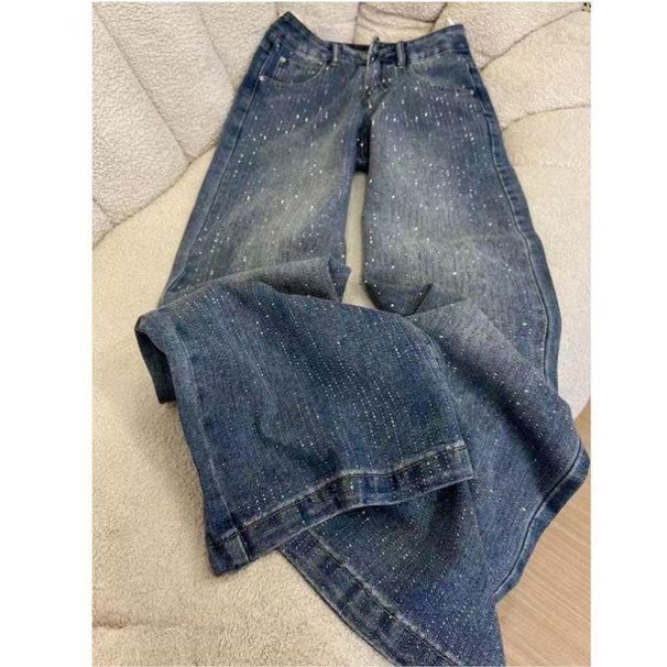 High Waist Flared Jeans For Petite Women - Winter Warm Fleece Lined & Star Embellished Wide Leg Pants_mkmklike.com