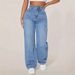 Women's High-Waisted Straight Leg Jeans Casual Spring Autumn New Clothing_mkmklike.com