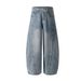 Men's Clothing 2025 New American Retro Inkjet Wash Personality Scimitar Jeans Men And Women Wide Leg Trousers_mkmklike.com