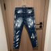 Men's Slim Fit Blue Distressed Jeans – Stylish Ripped & Stitched Denim Pants (Mid-Rise, Straight Leg, Casual & Streetwear)_mkmklike.com