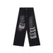 Ripped Jeans Men's Summer Ruffian Handsome American High Street Retro Wide-leg Pants Trendy Brand Loose Straight Casual Trousers_mkmklike.com