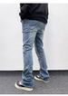 Men's Light Blue Slim Fit Straight Leg Jeans Washed High Street Style For Spring Autumn Versatile Casual Pants Fashionable_mkmklike.com