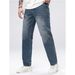 Men's Straight Leg Jeans Trendy Blue Comfortable Versatile All Seasons_mkmklike.com