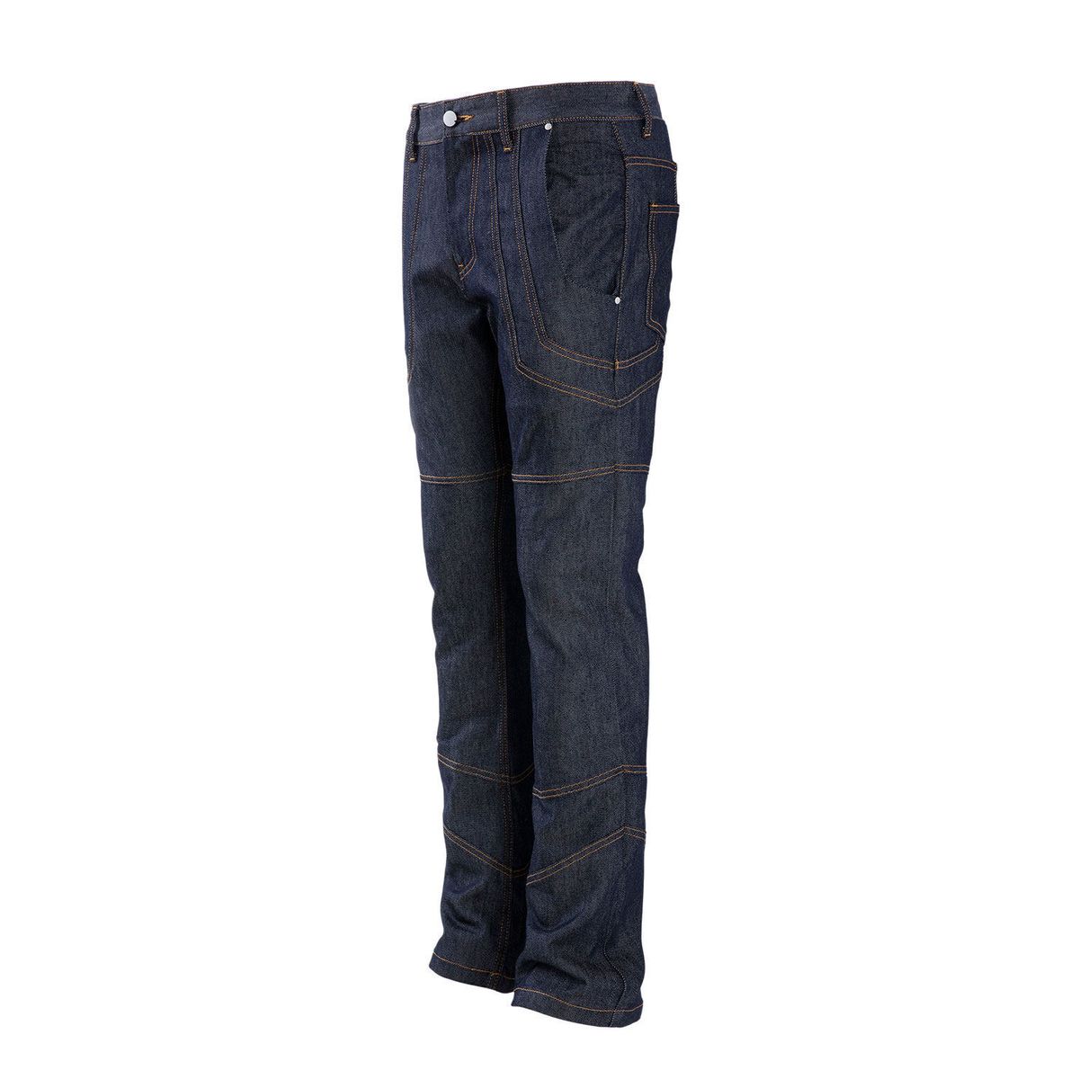 Dark Blue Men's Trendy Brand Slightly Flared Denim Trousers High Street Style Original Color Segmented Deconstructed Patchwork_mkmklike.com
