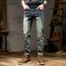 Pure Vintage Nostalgic High-Quality Jeans Trendy Brand Ripped Stretch Small Straight Long Pants European Fashion Men's_mkmklike.com