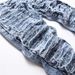 Men's Ripped Slim Straight Jeans – Distressed Washed Denim With Artistic Paint Splatter & Stretch Comfort (28-38, Blue)_mkmklike.com