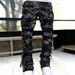 New Men's Denim Straight Pants, European And American Street Fashion Ins Popular Elastic Sticker Denim Straight Pants_mkmklike.com