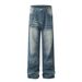 Men's Clothing Retro Washed Cat Whisker Straight Jeans Loose Casual Jeans_mkmklike.com
