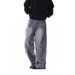 Vintage American Distressed Denim Jeans For Men - Relaxed Straight Leg Wide Cut Retro Style Comfortable Cotton Pants_mkmklike.com
