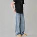 Vintage Washed Denim Jeans For Men - Relaxed Straight Fit, Streetwear Fashion, Comfortable & Stylish (Black Gray, Light Blue, Retro Blue)_mkmklike.com
