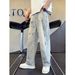 Men's Clothing Men's Washed Distressed Retro Style Jeans American High Street Edgy Design Splatter Paint Effect Loose Straight Leg Floor Length_mkmklike.com