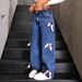 Women's Loose Wide-Leg Jeans – Vintage Washed Denim Pants With Pure Straight Fit, Street Bow Detail & Comfortable Stretch_mkmklike.com