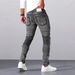 Men's Clothing Silver Grey Men's Stretchy Slim Fit Jeans Multi Craftsmanship Design Stylish Trousers_mkmklike.com