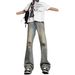 Ripped Jeans Men's Straight Loose Washed Retro American High Street Pants Trendy Brand Ruffian Handsome Scimitar Slightly Pulled Pants_mkmklike.com